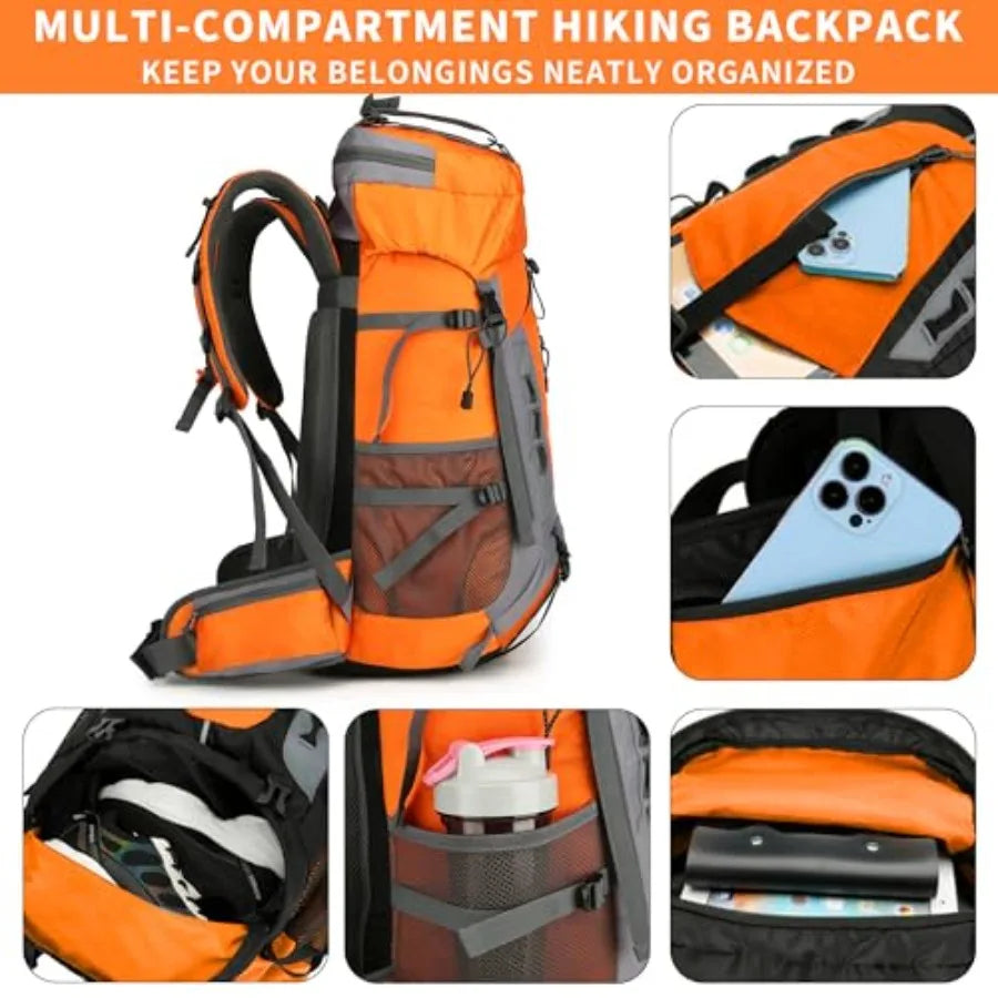 Hiking Backpack With Rain Cover Waterproof Camping For Men Women