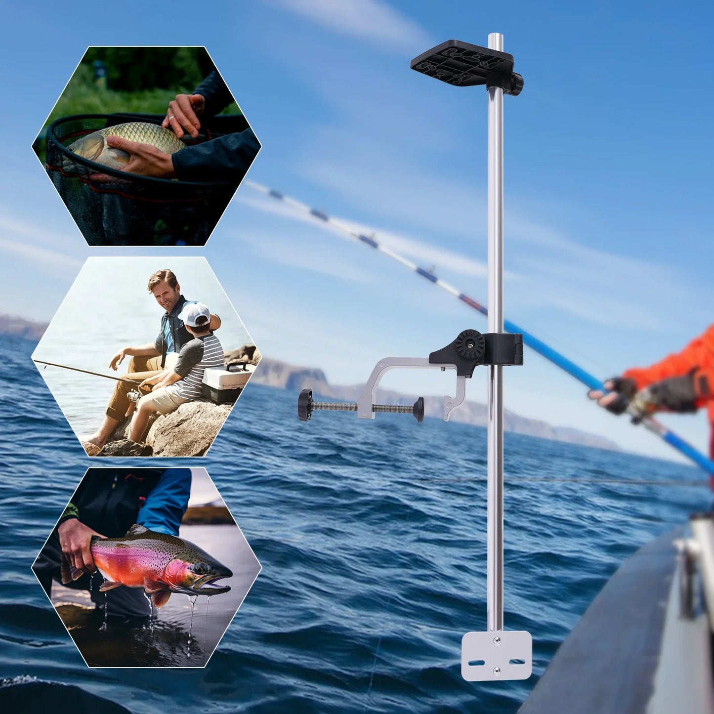 Portable Fish Finder Mount Universal Bracket With 360 Rotatable Transducer