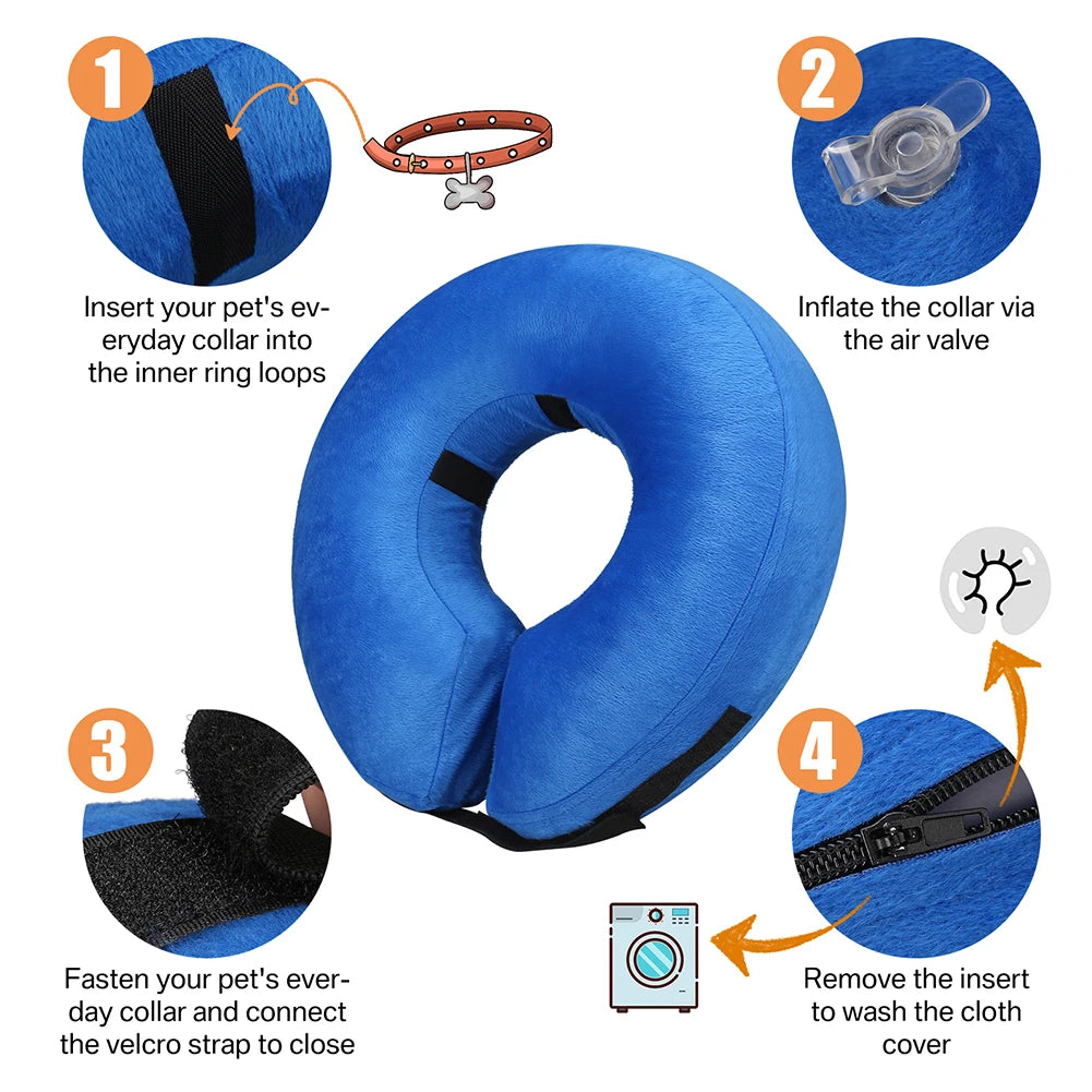 Inflatable Pet Recovery Collar For Dogs And Cats Soft Safety