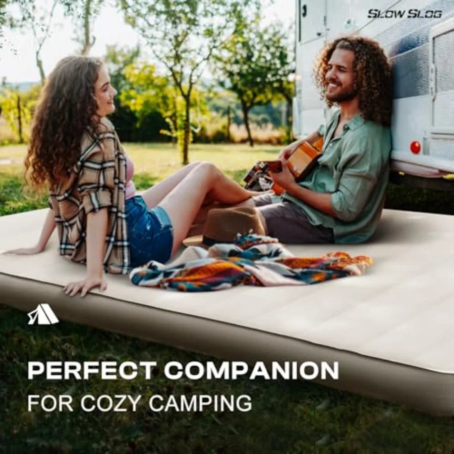Self-Inflating Sleeping Pad with Portable Electric Air Pump 4in Double Foam Camping Mattress 2 Person for Tent Cot Car Travel F