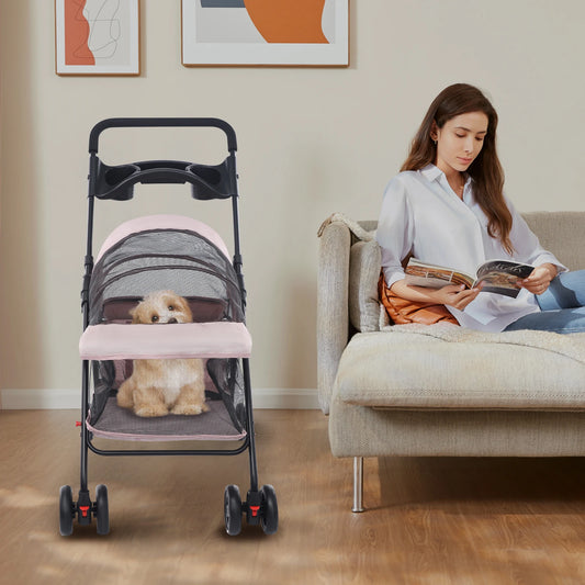 Foldable Pet Cart With 40lb Load And 360 Degree Front Wheels