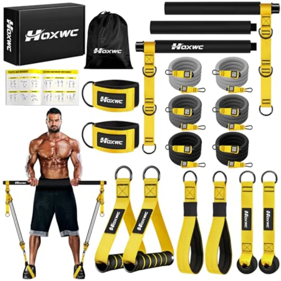 Portable Pilates Bar Kit With Resistance Bands For Strength