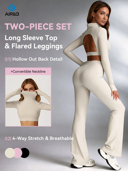 Airila Women's High-Neck Yoga Set With Removable Pads Butt-Lifting