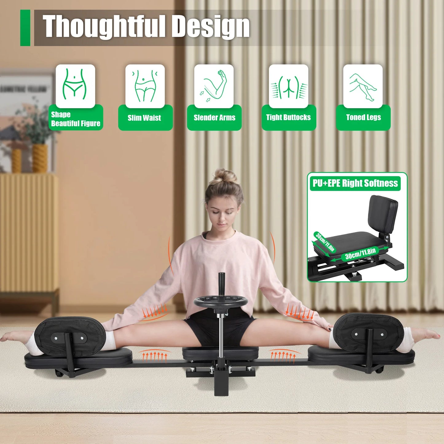 Leg Stretcher With Handwheel And Cushions