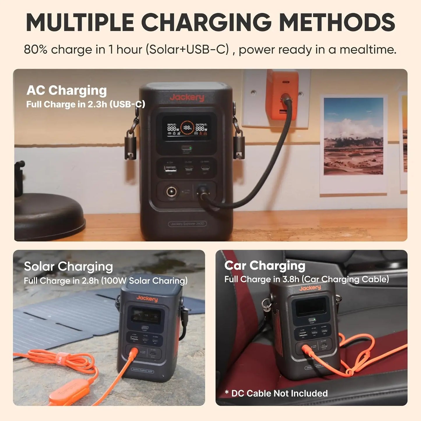Jackery Explorer 240D Portable Power Station 254Wh LiFePO4 Fast Charge