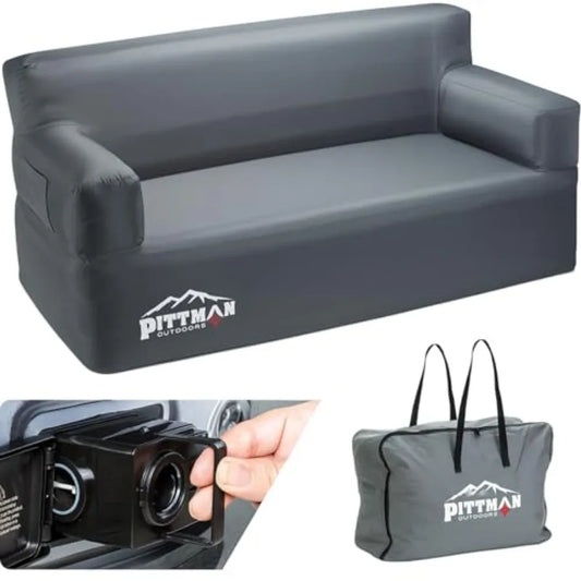 Inflatable Couch with Built-in Pump for Outdoor Indoor Use - Heavy Duty Puncture Resistant Fabric in Blue for Camping Glamping