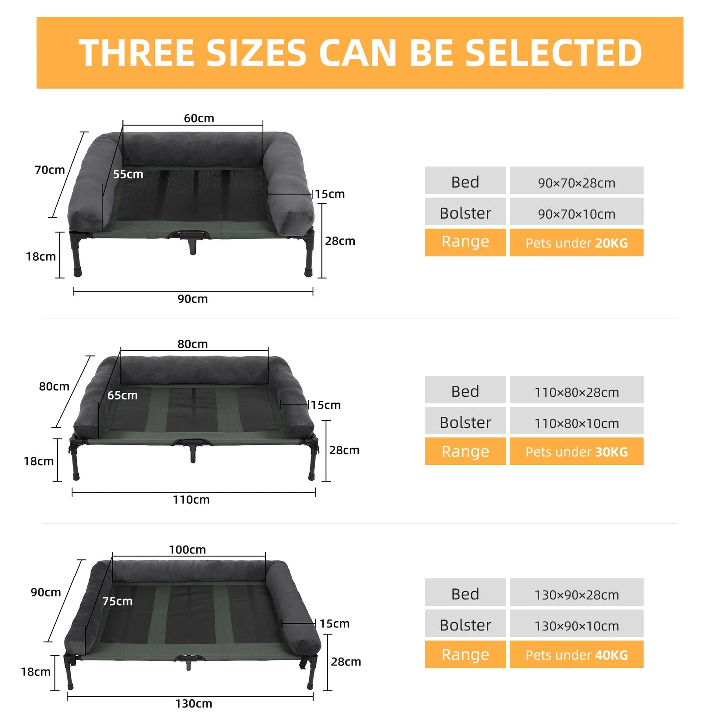 BINGOPAW Elevated Pet Lounger Bed With Detachable Bolster Cooling