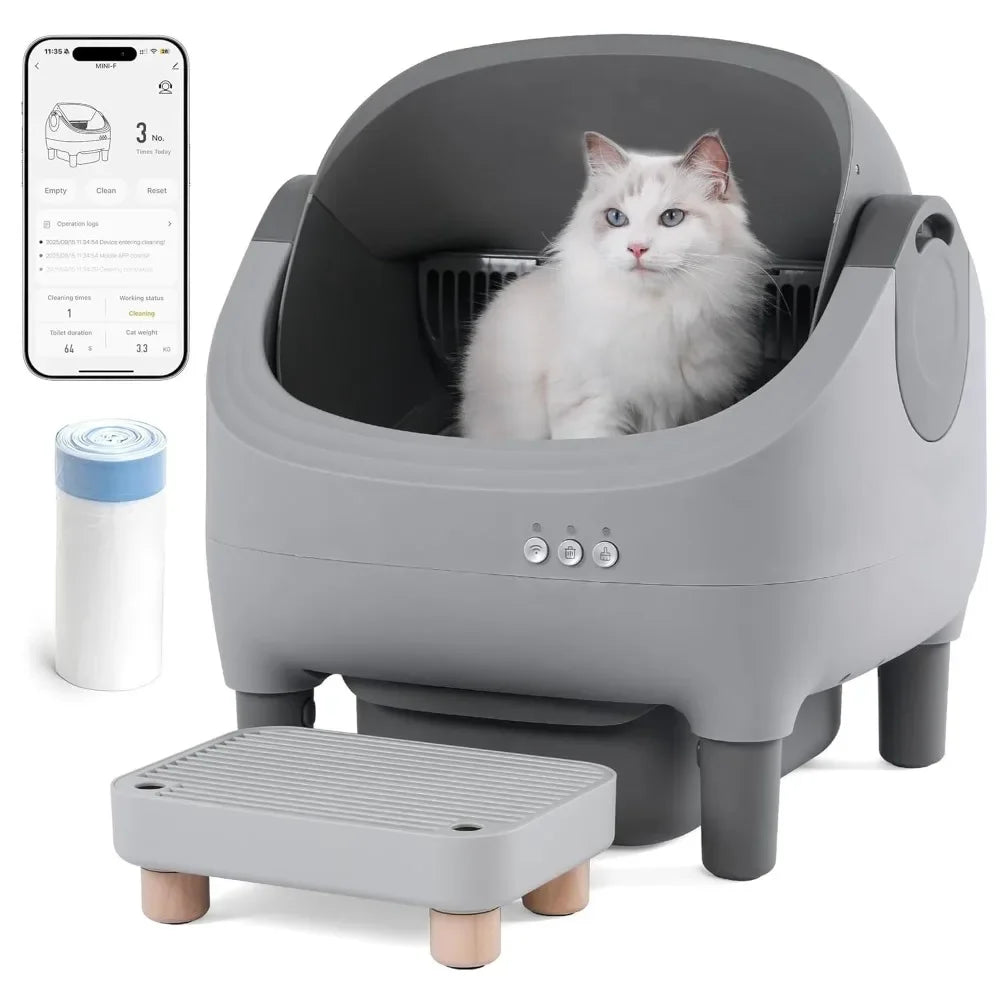 Self Cleaning Automatic Cat Litter Box With Raised Step