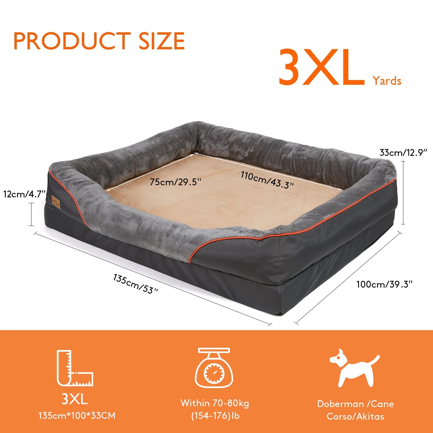 BINGOPAW Orthopedic Memory Foam Bolstered Dog Bed Couch