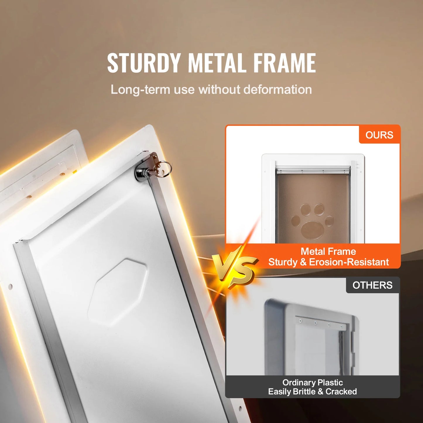 Pet Door With Metal Frame Lock System Three Flap Weatherproof