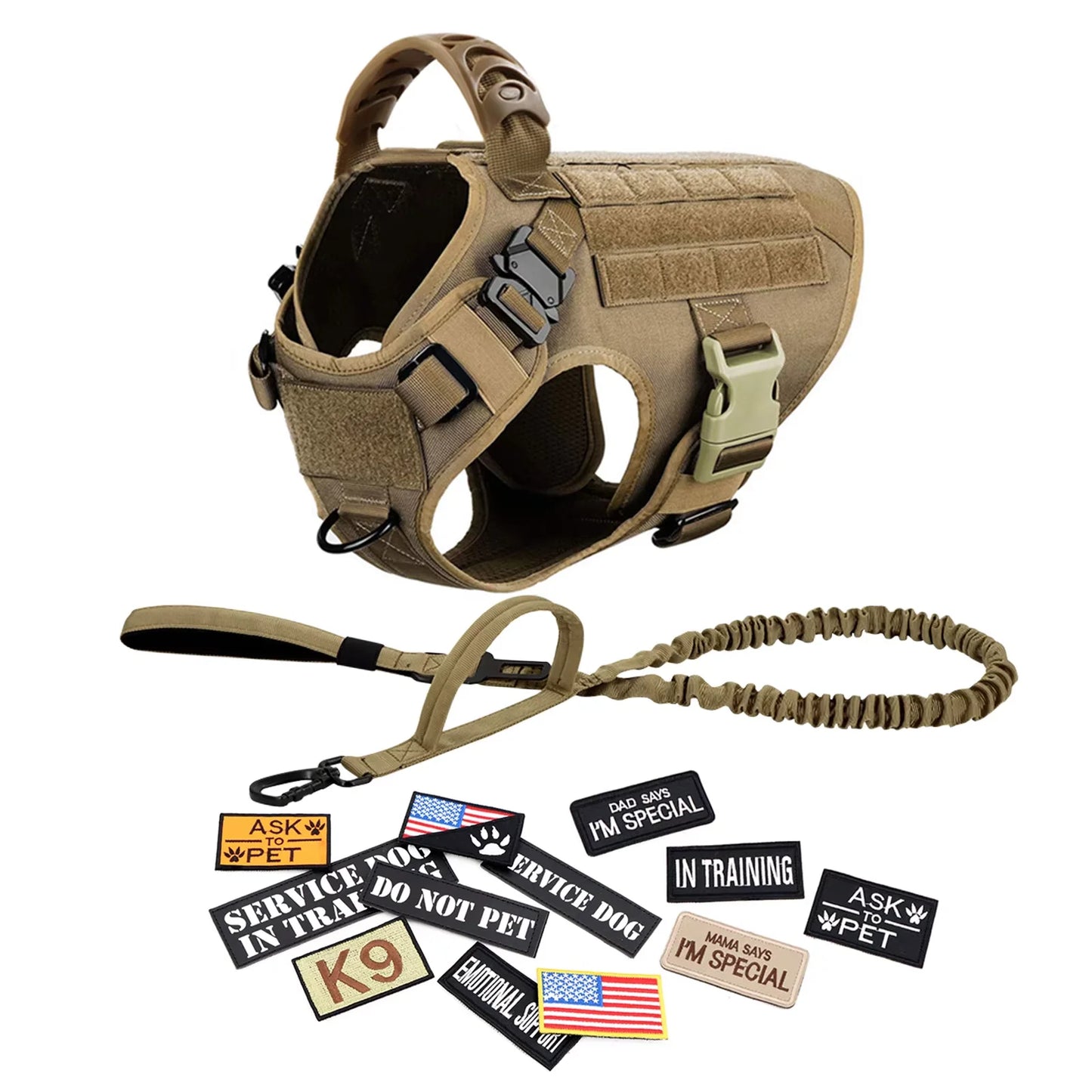 Military Dog Harness Vest Set For Malinois Training Tactical Accessories