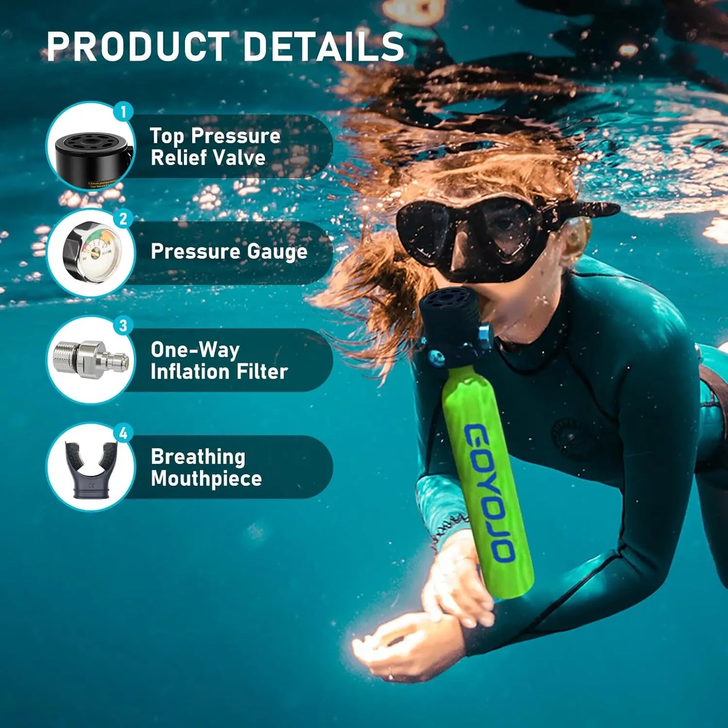 GOYOJO Mini Scuba Tank Portable Diving Air Bottle Elite