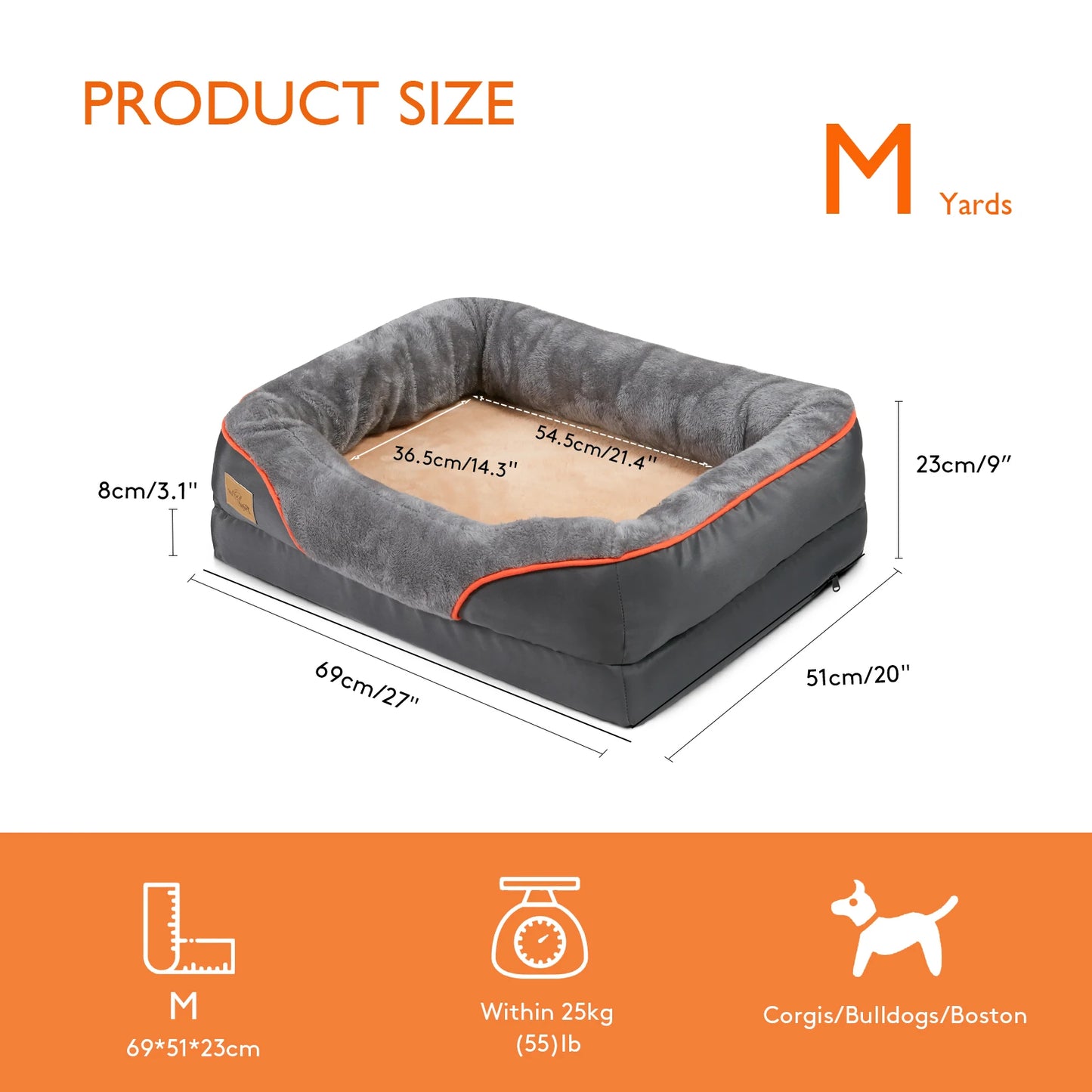BINGOPAW Orthopedic Memory Foam Bolstered Dog Bed Couch