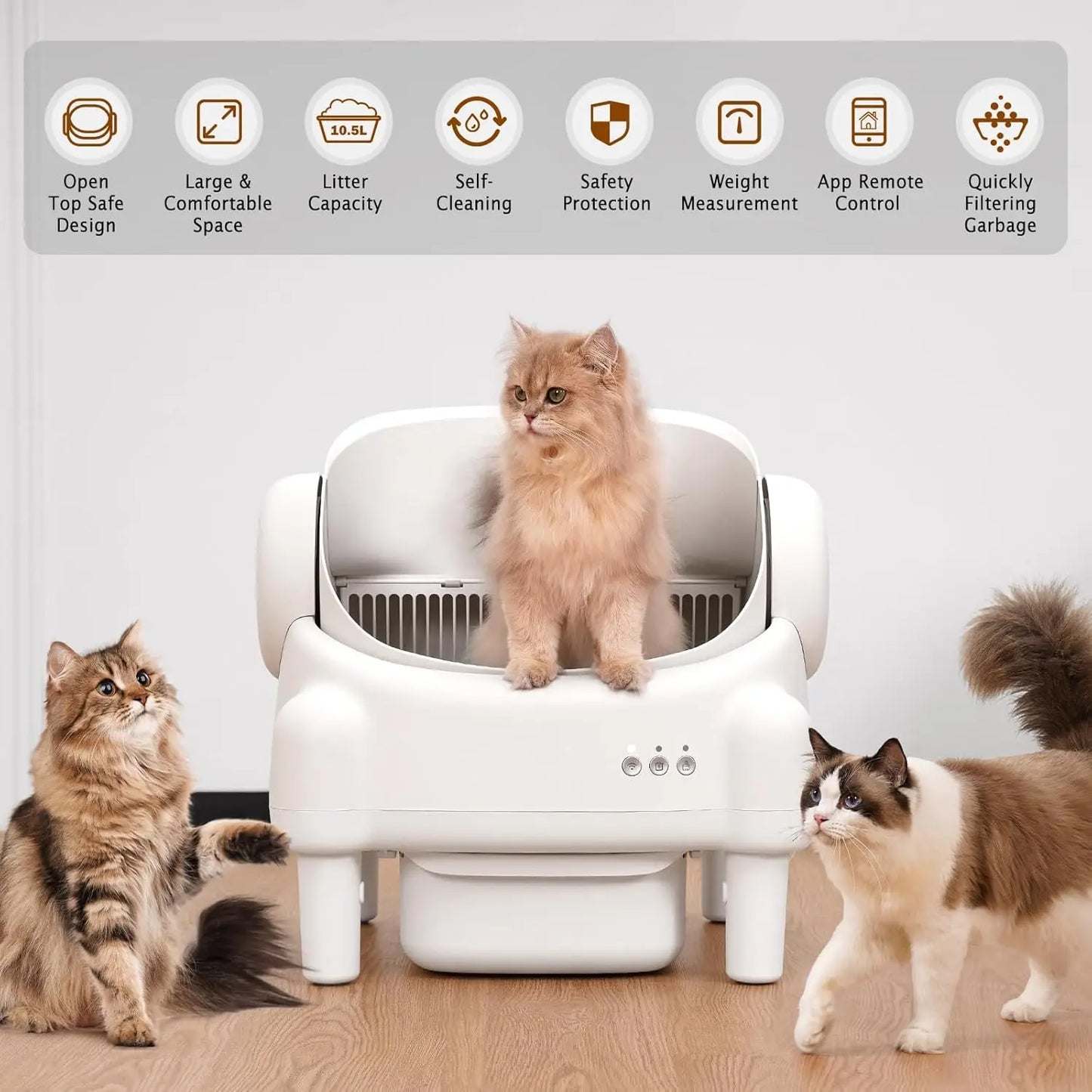 Self Cleaning Litter Box With App Control And Safety Sensors