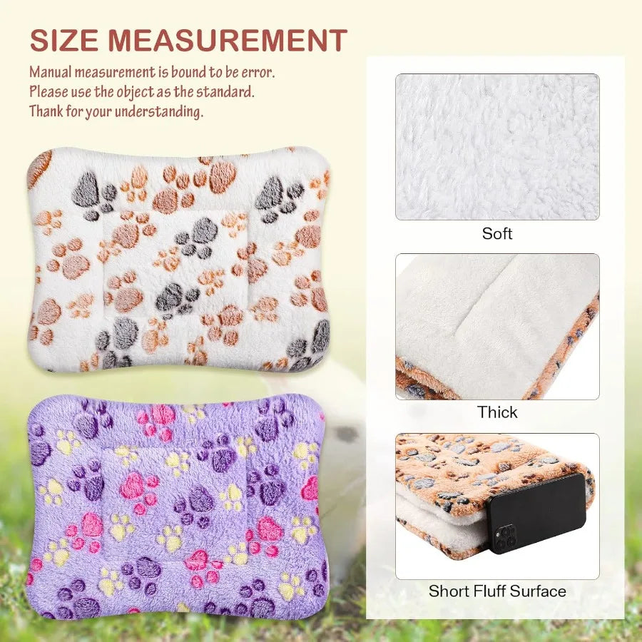 8 Pcs Reversible Fleece Bed Mat for Small Indoor Pets Including Guinea Pigs Cats and Dogs Warm Washable Soft Cushion for Kennel