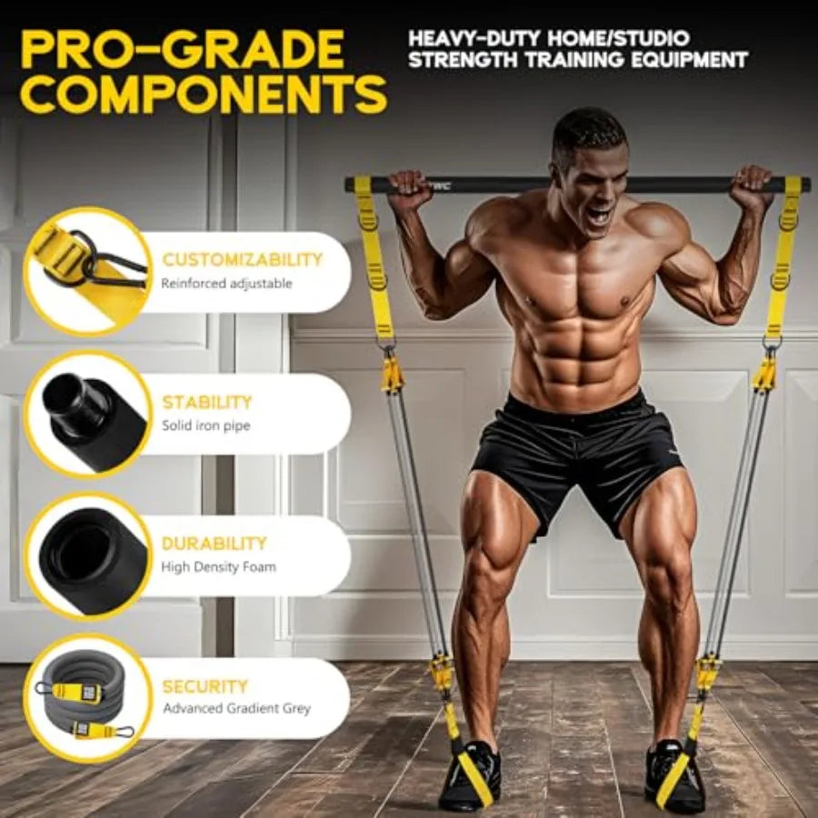 Portable Pilates Bar Kit With Resistance Bands For Home Workouts