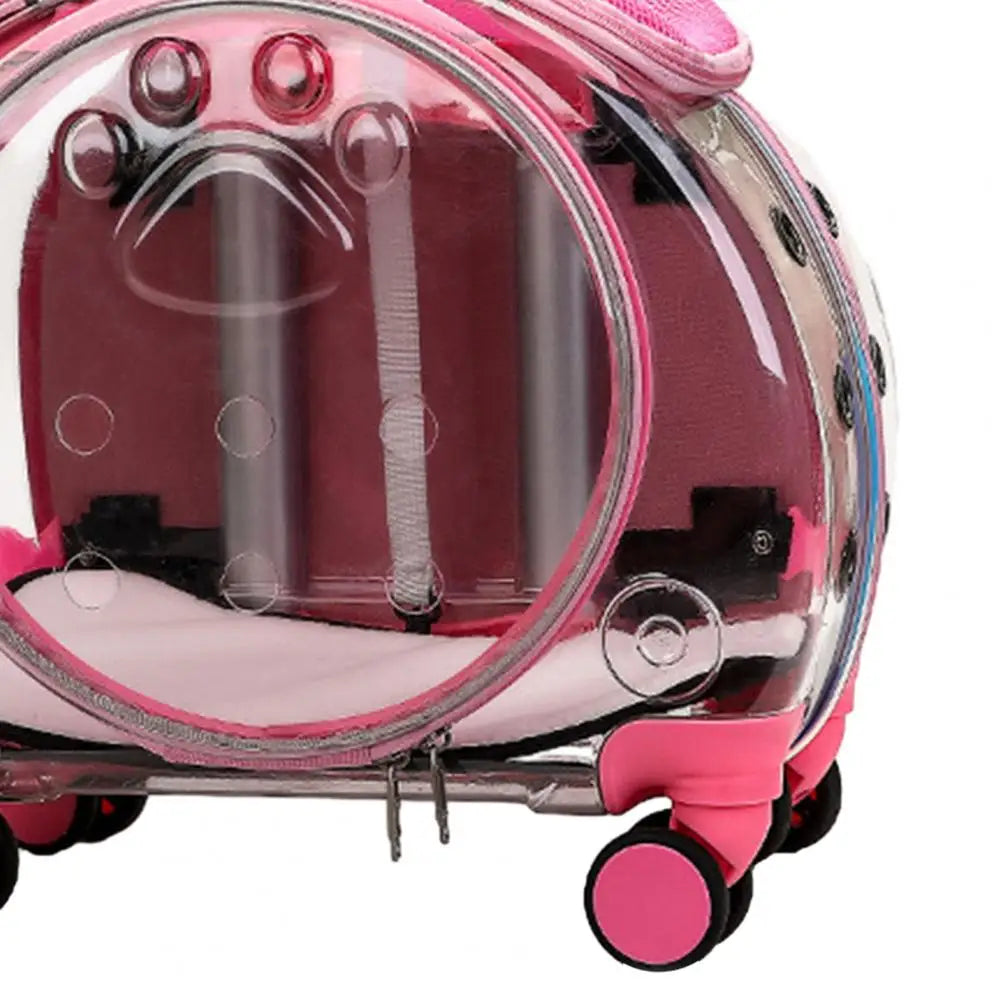 Pet Trolley Carrier Backpack With Clear Ventilation Holes Silent Wheels