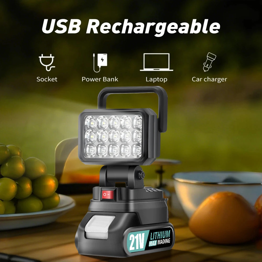 LED Outdoor Emergency Light USB Rechargeable 18V Lithium Battery Automotive Repair Light Night Work Electric Wrench Illumination