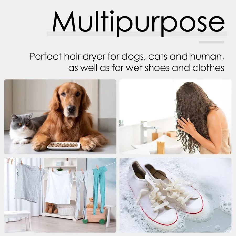 Dog Hair Dryer for Pet Grooming High Velocity Force Blower Lightweight Portable Dog Dryer for Small Medium Large Dogs Grooming