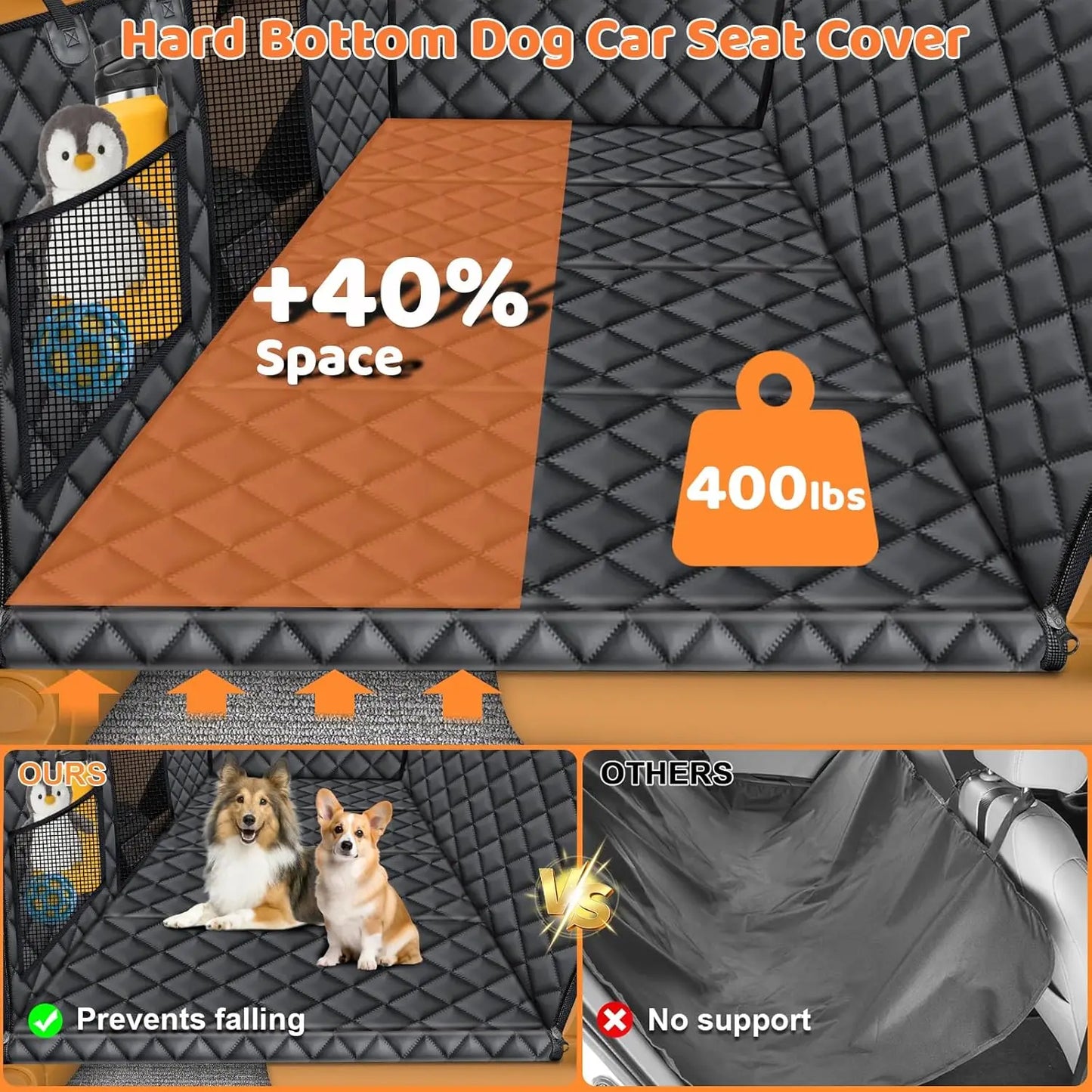 Dog Car Seat Cover With Mesh Window And Hard Bottom