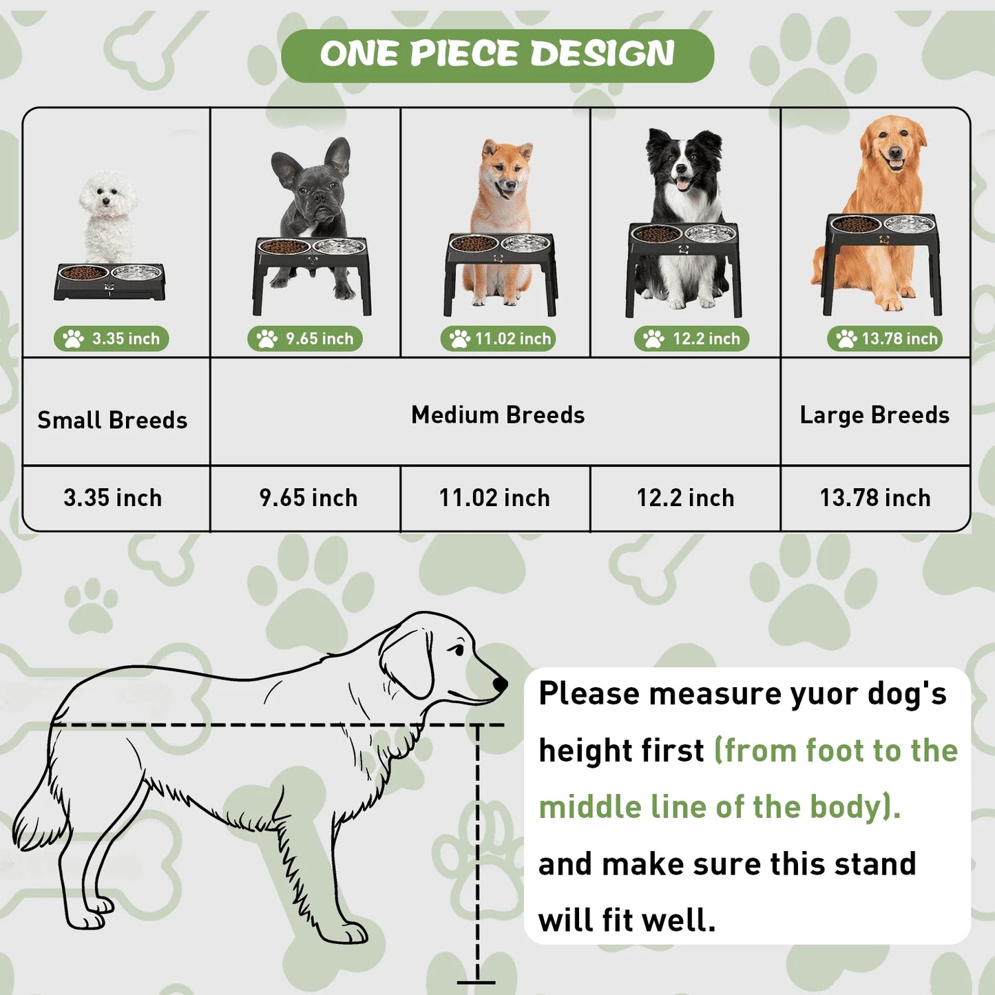 Elevated Adjustable Dog Feeding Station with Stainless Steel Bowls