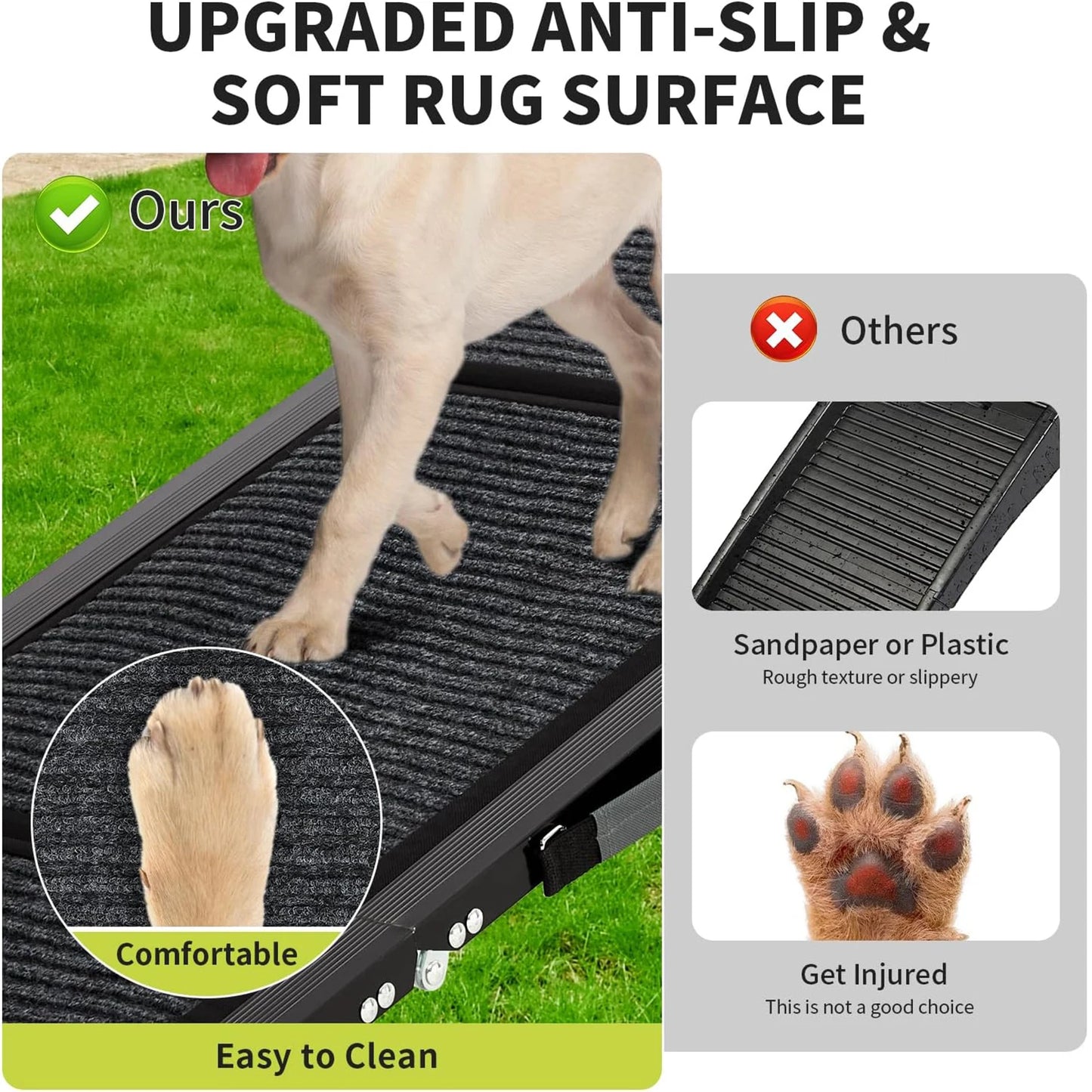 HiMISS Upgraded Car Dog Ramp With Non-Slip Surface