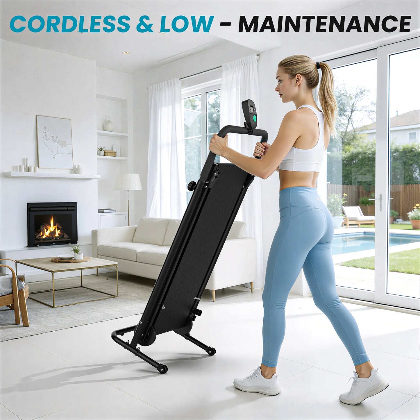 AKLUER Non Motorized Foldable Treadmill With Dual Flywheels
