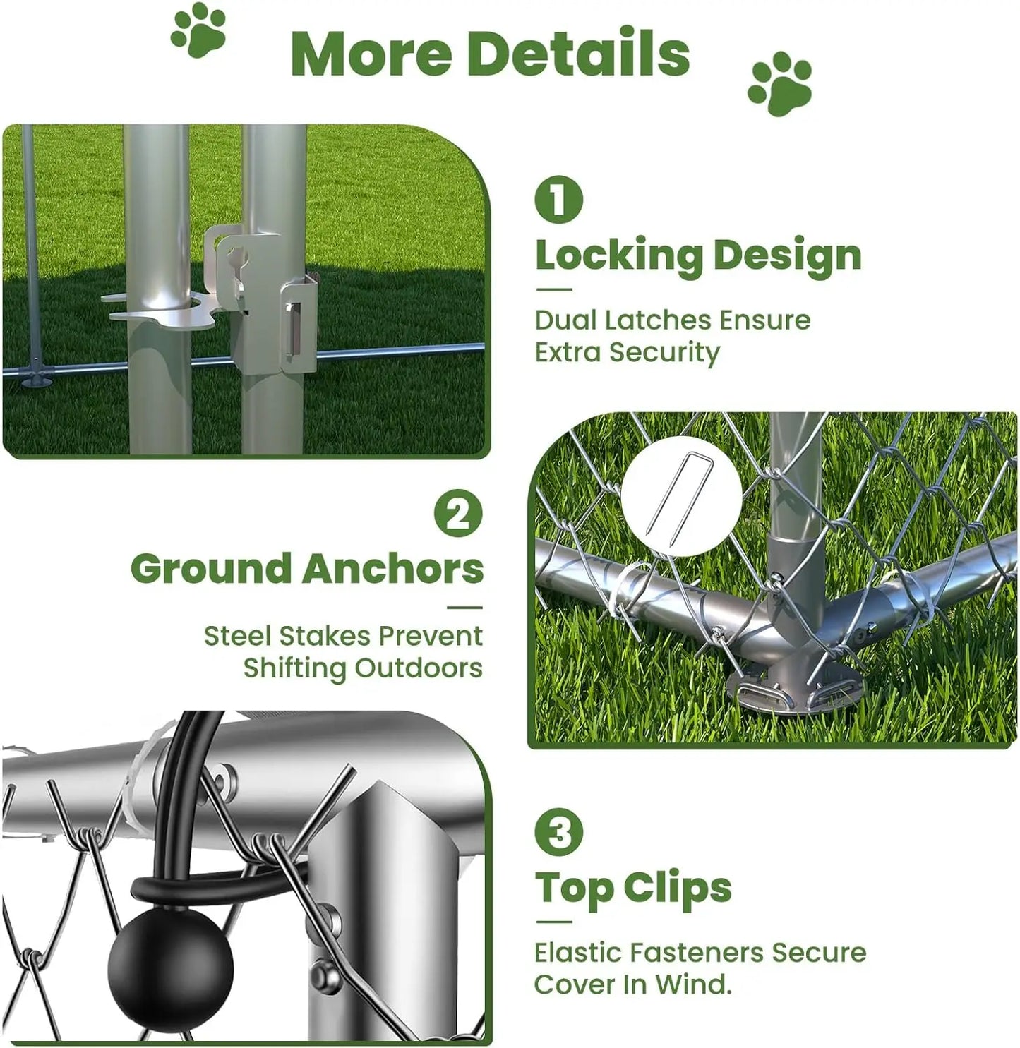 12.5'x12.5' Outdoor Dog Kennel with Roof, Heavy Duty Dog Enclosure for Run Exercise Yard, Galvanized