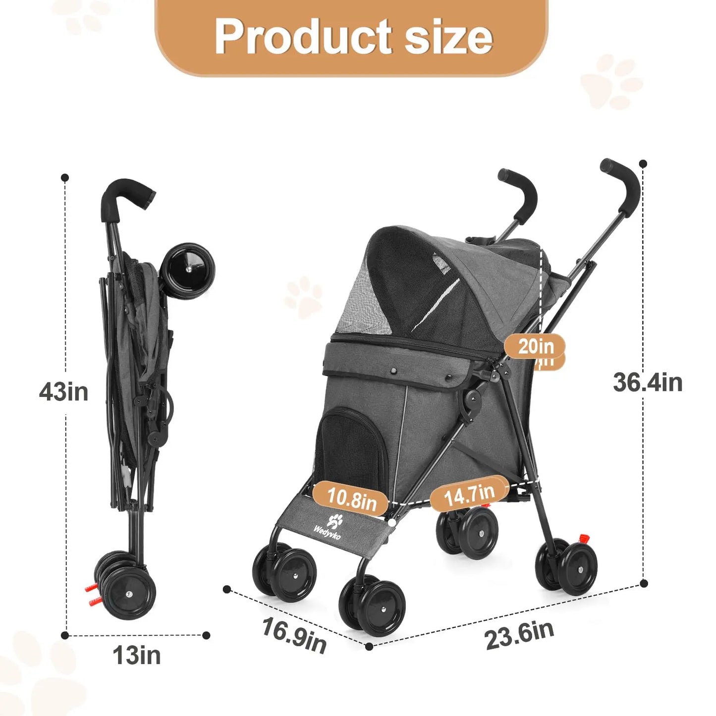 Portable Travel Dog Stroller For Small Pets