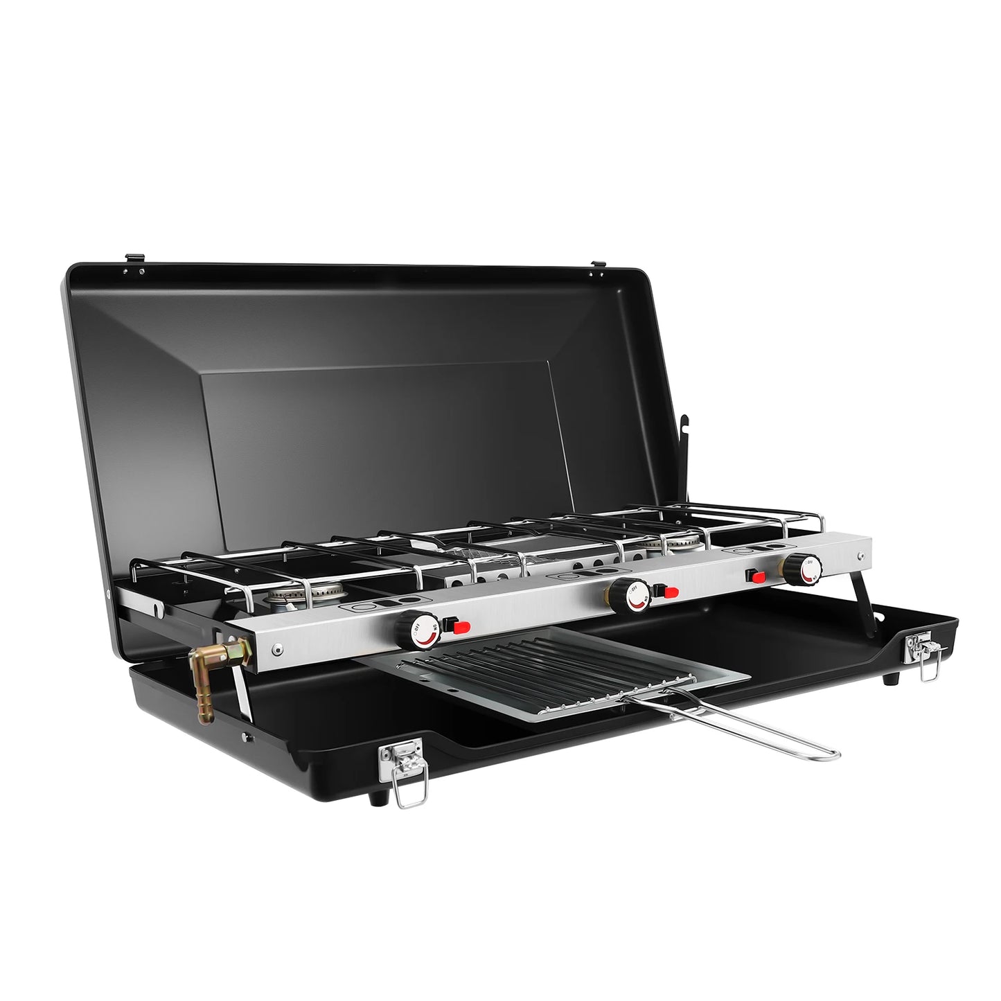 Portable Gas Camping Stove 3-Burner Piezo Ignition