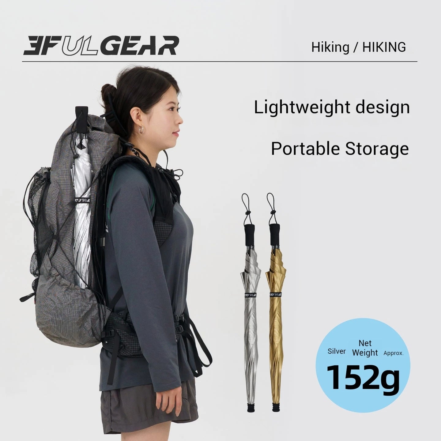 3F UL GEAR Hiking Umbrella Carbon Fiber Portable Rainproof Ultralight Hands-free for Outdoor Traveling Novelty Camping Equipment