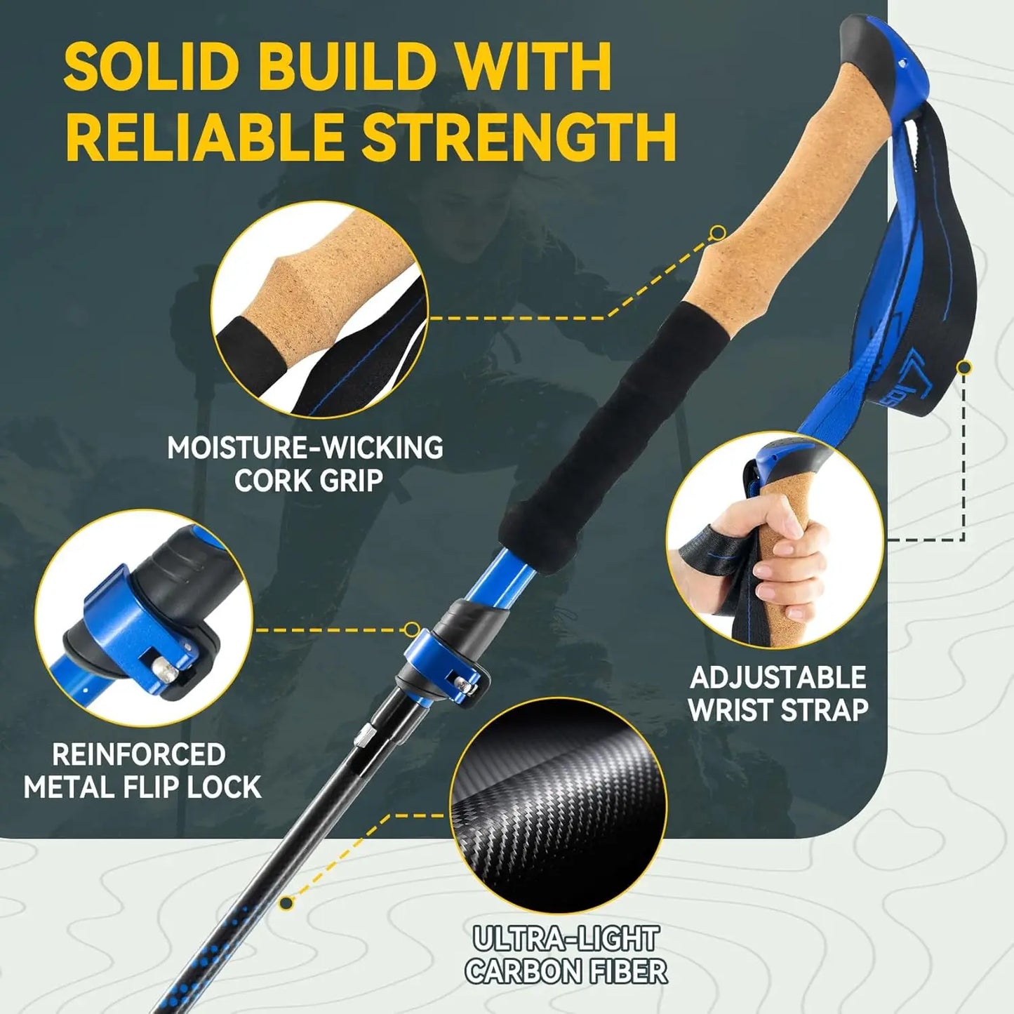 Carbon Fiber Folding Trekking Poles Ultra Light For Hiking
