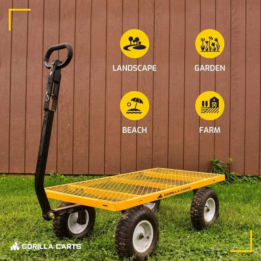 Steel Utility Cart With 1200 Pound Load Capacity Heavy Duty
