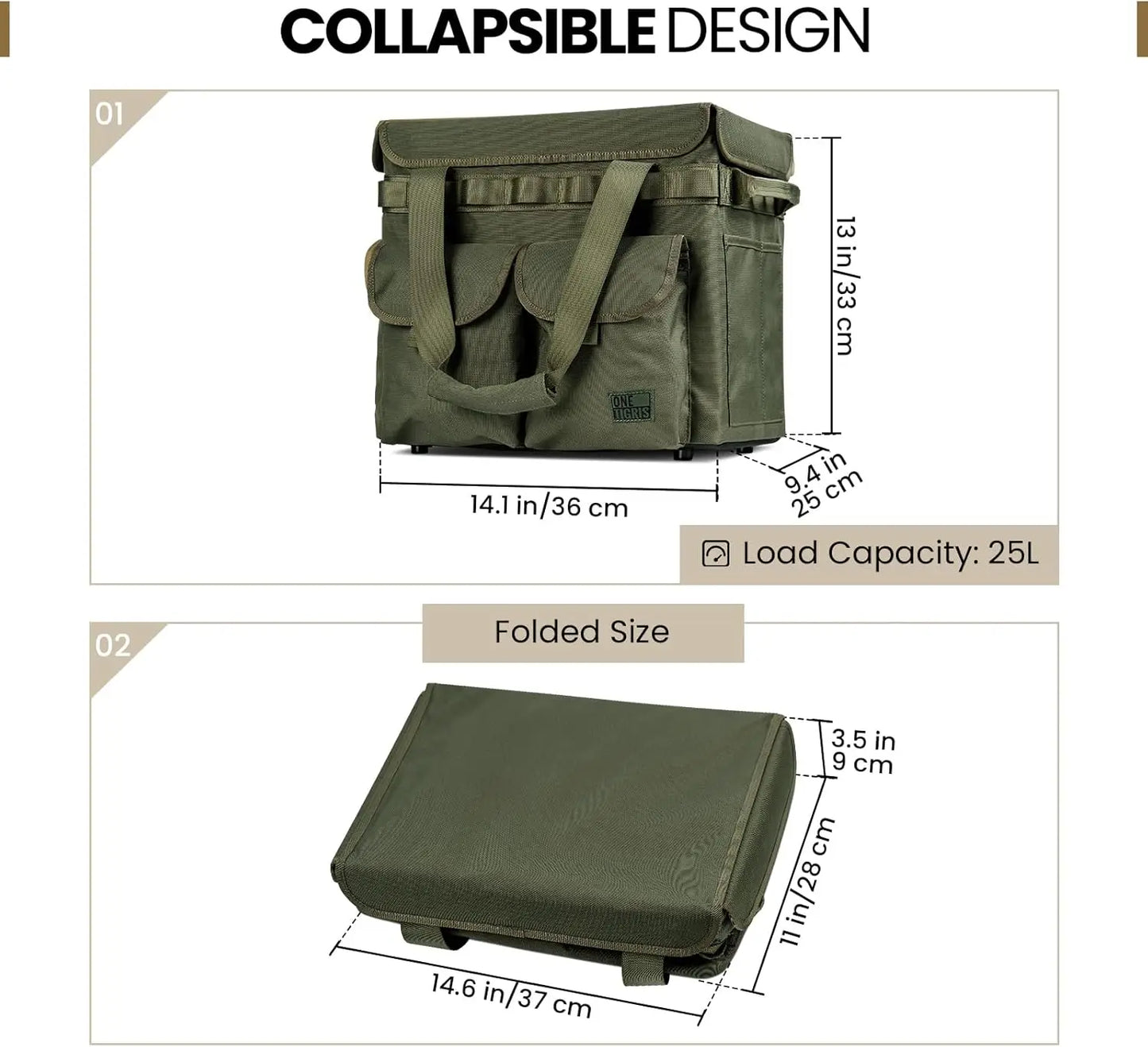 Camping Storage Tote Bag With Lid Collapsible Organizer