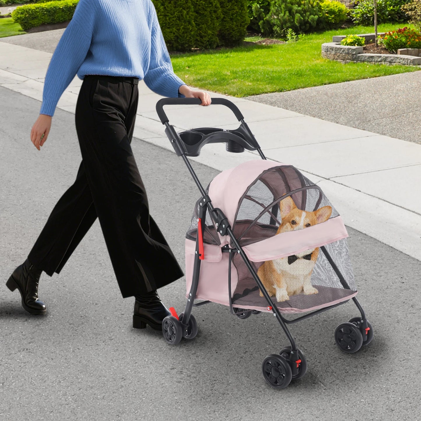 Foldable Pet Cart With 40lb Load And 360 Degree Front Wheels