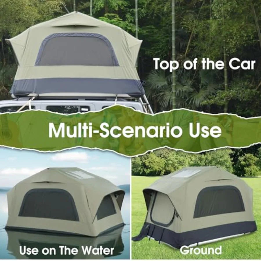 Inflatable Rooftop Tent for Car Truck 2 Person Roof Tent with Waterproof 300D Fabric Windproof Design for Overlanding and Outdo