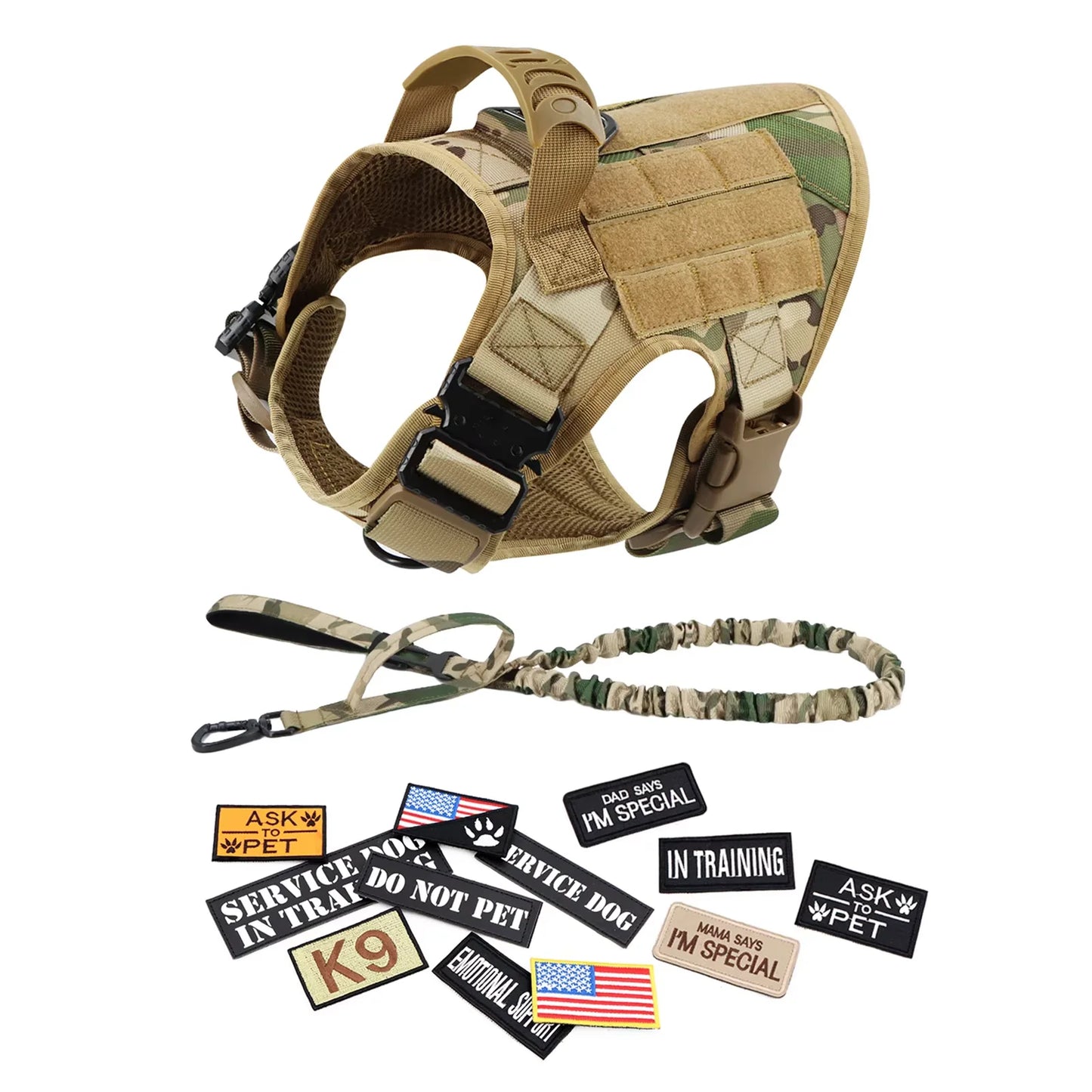 Military Dog Harness Vest Set For Malinois Training Tactical Accessories