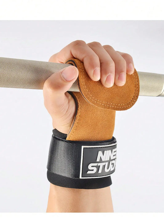 Cowhide Power Lifting Straps Gloves For Grip Training