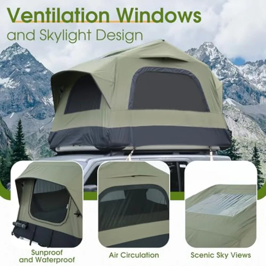 Inflatable Rooftop Tent for Car Truck 2 Person Roof Tent with Waterproof 300D Fabric Windproof Design for Overlanding and Outdo