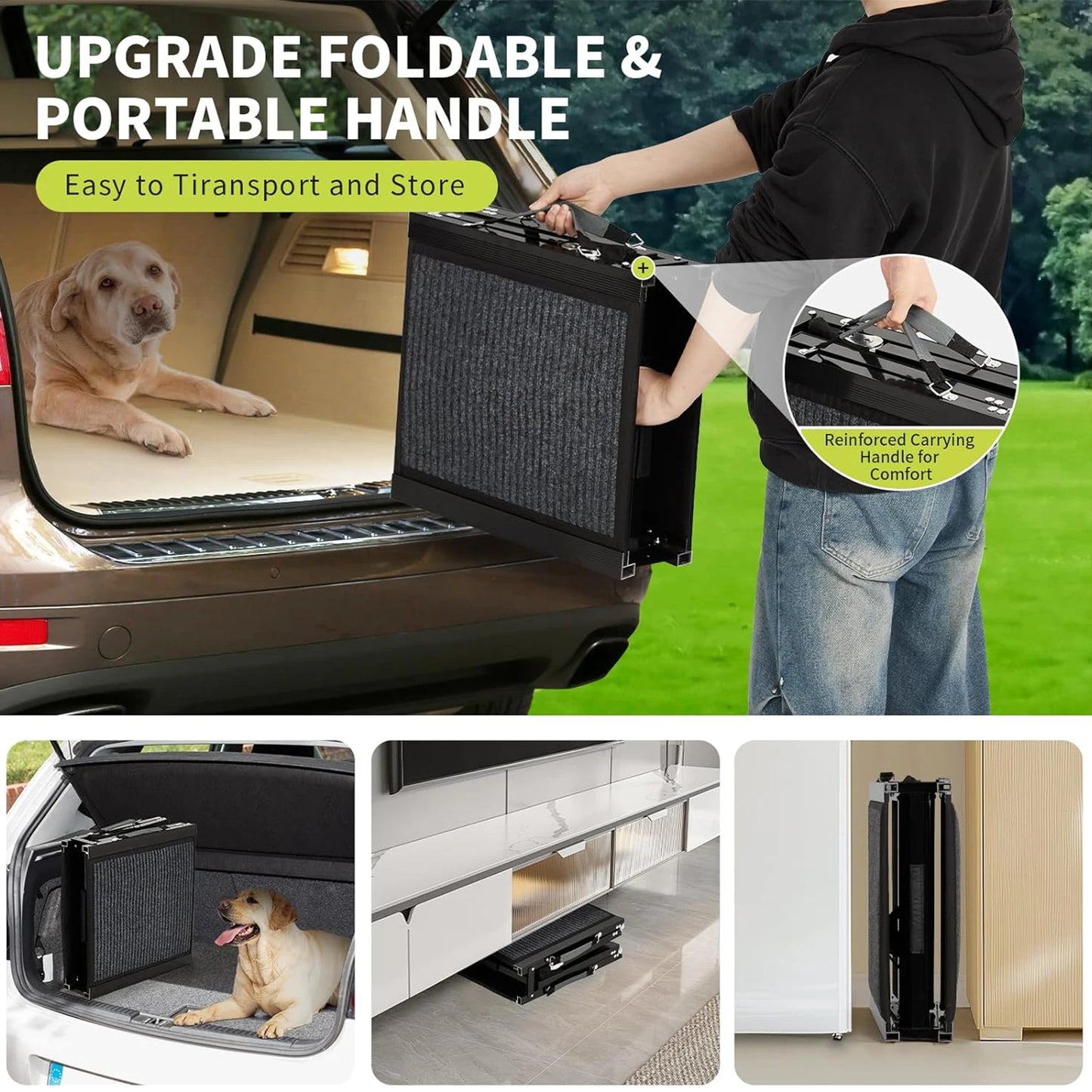 HiMISS Upgraded Car Dog Ramp With Non-Slip Surface