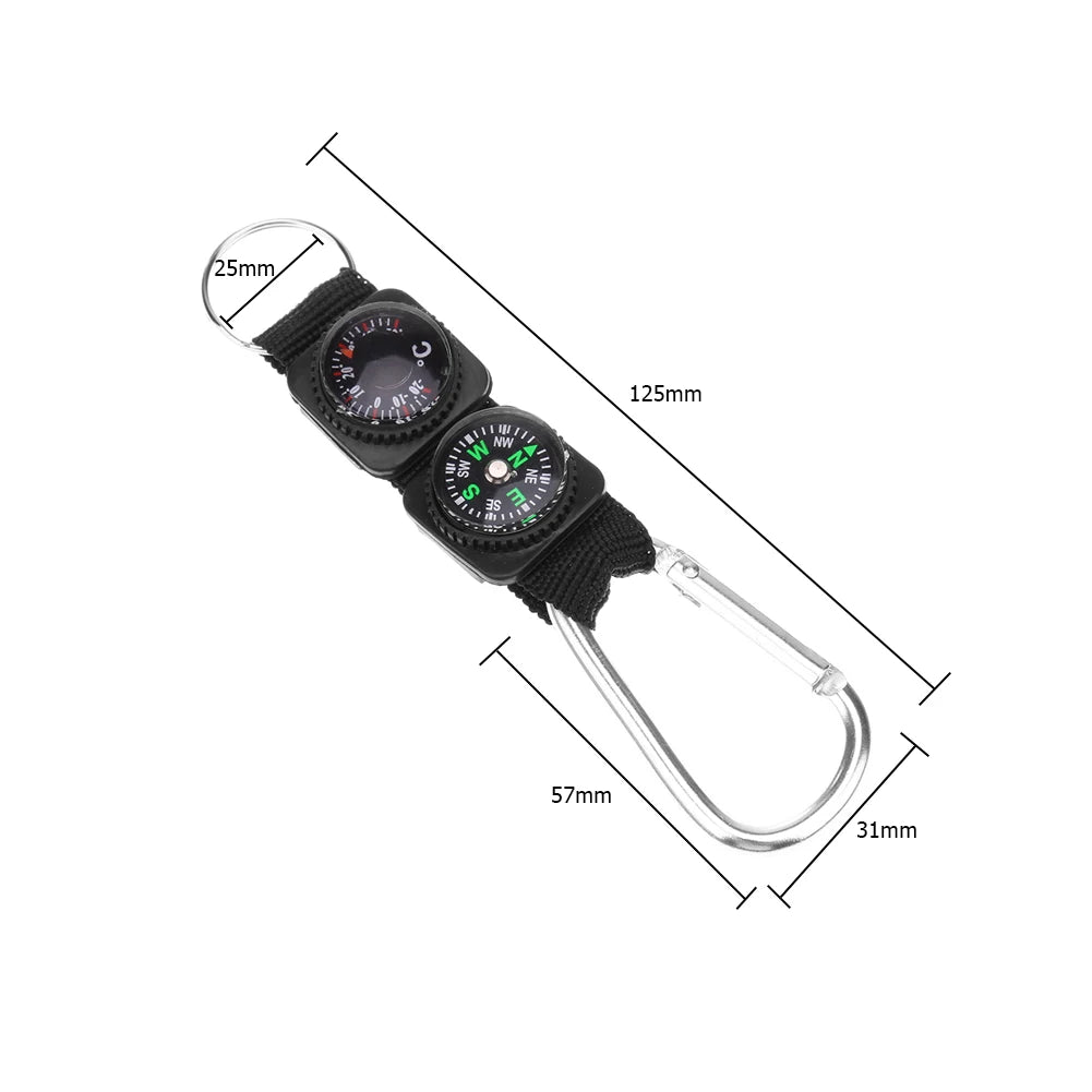 3 In 1 Keychain Carabiner With Compass And Thermometer