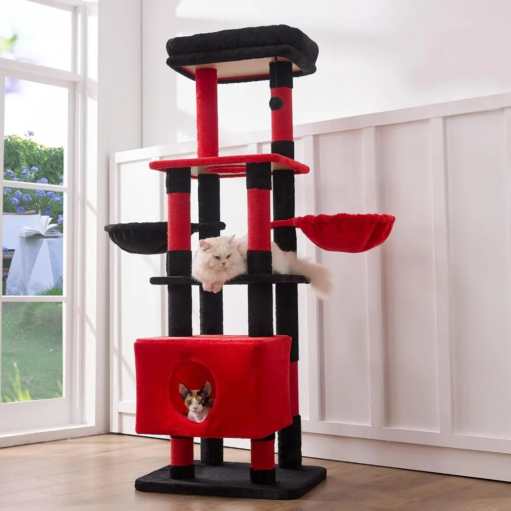 NBVCX Heavy Duty Cat Tree Tower With Hammock Sisal Scratching Post