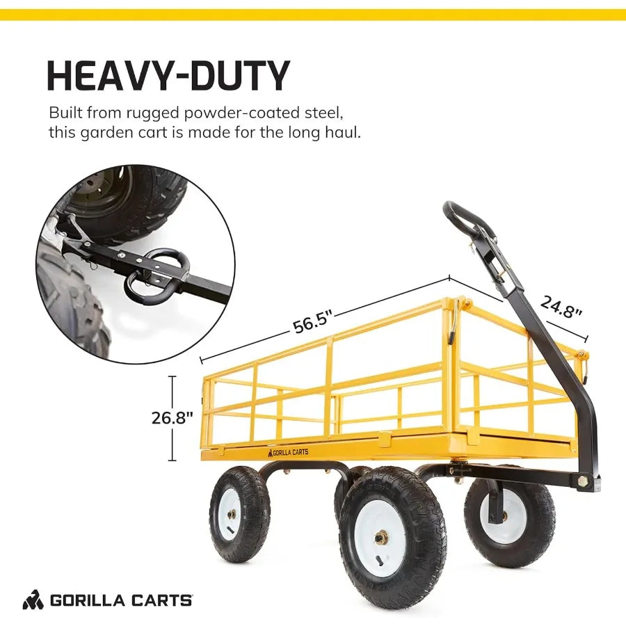 Steel Utility Cart With 1200 Pound Load Capacity Heavy Duty