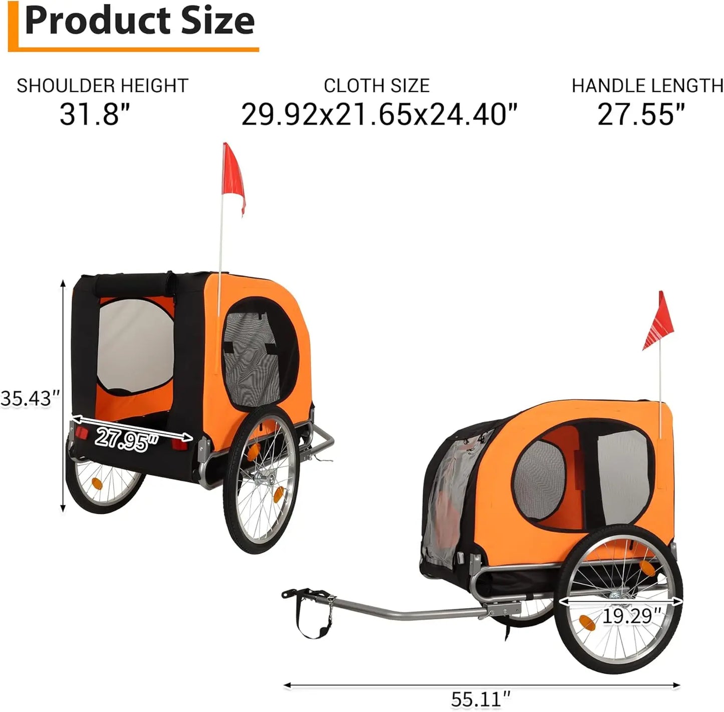TWISTER.CK Large Dog Bike Trailer 88Lbs Capacity Foldable Carrier