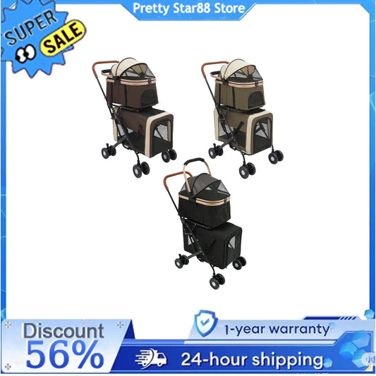 Bymaocar Foldable Pet Stroller for Cats and Dogs