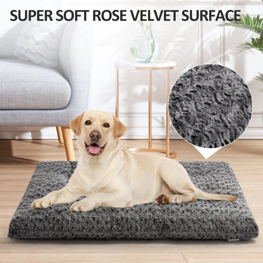 Lux Velvet Dog Bed For Dogs With Non Slip Bottom Crate Friendly