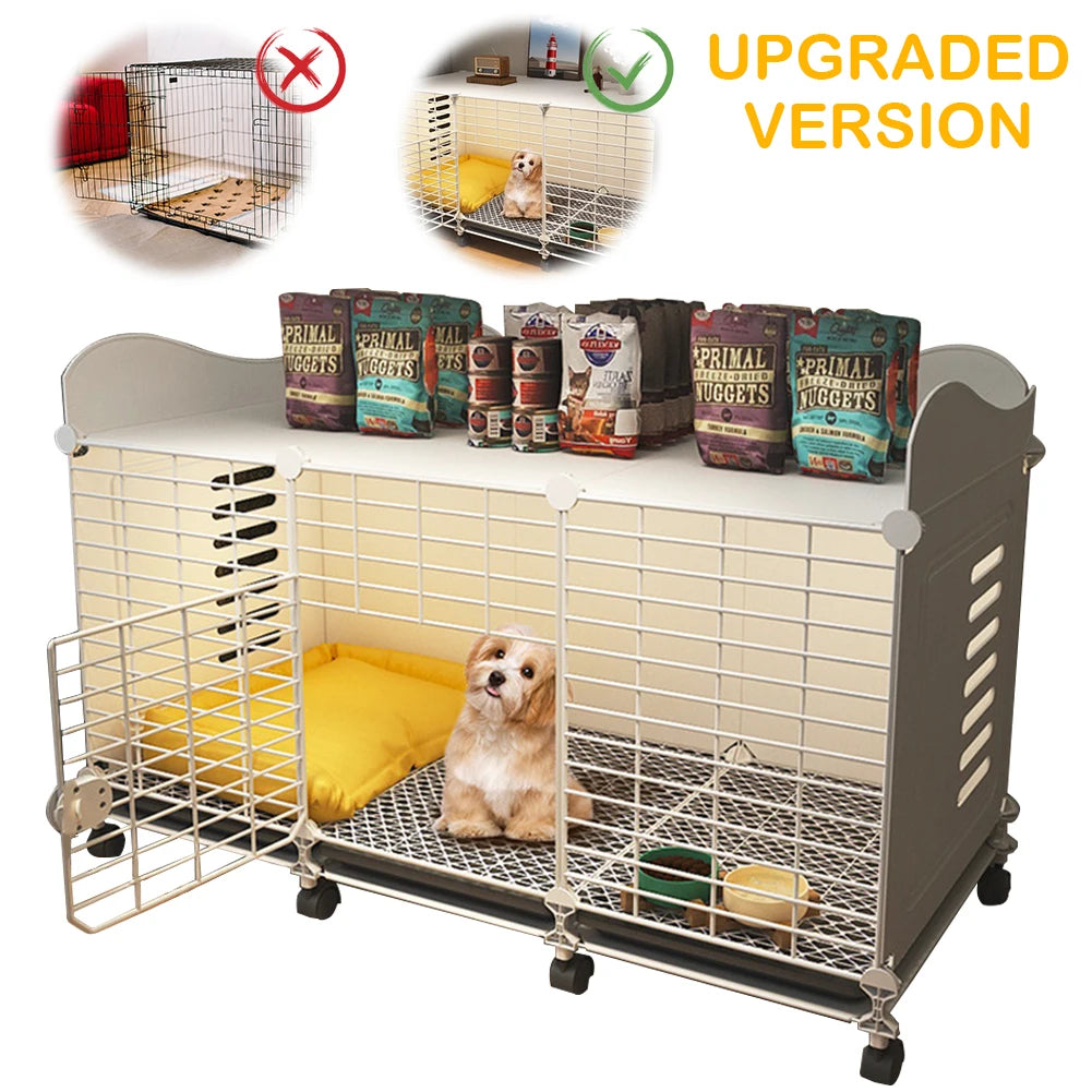 Dog Kennel with Wheels & Tray Dog Cage Crate Indoor Dog House Wired Cage Crate Dog Kennels for Small/Medium/Large Dog
