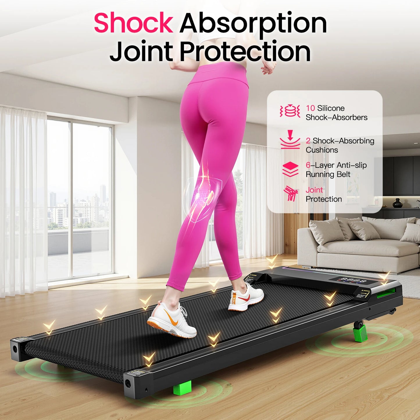 AKLUER Walking Pad Treadmill 330lbs Capacity, 2.5HP Under Desk Portable