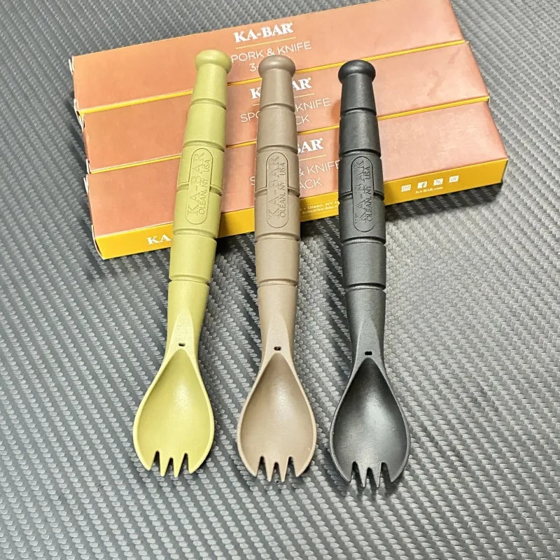 Tactical Mini Cutlery Set EDC Outdoor Multitool Fork Spoon Knife
