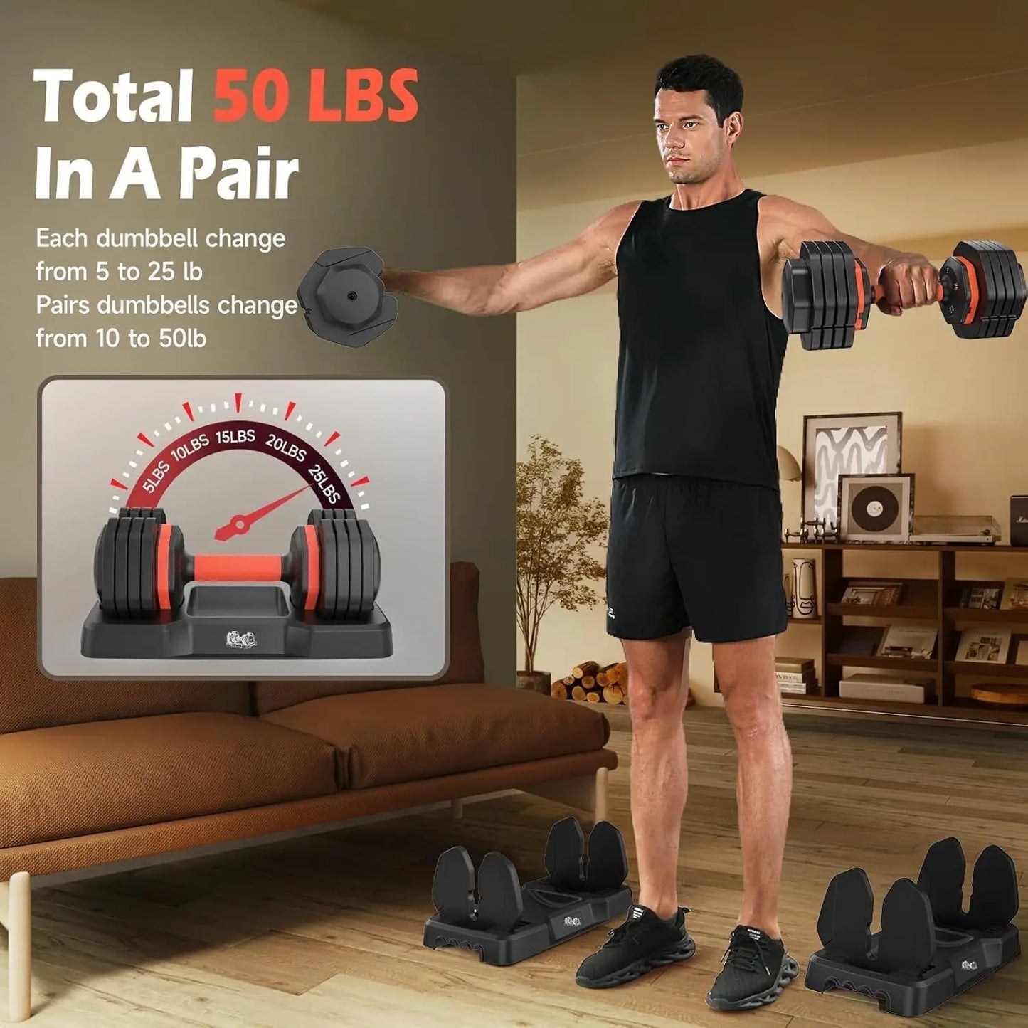 FED Fitness FEIERDUN Adjustable Dumbbells Set for Home Gym